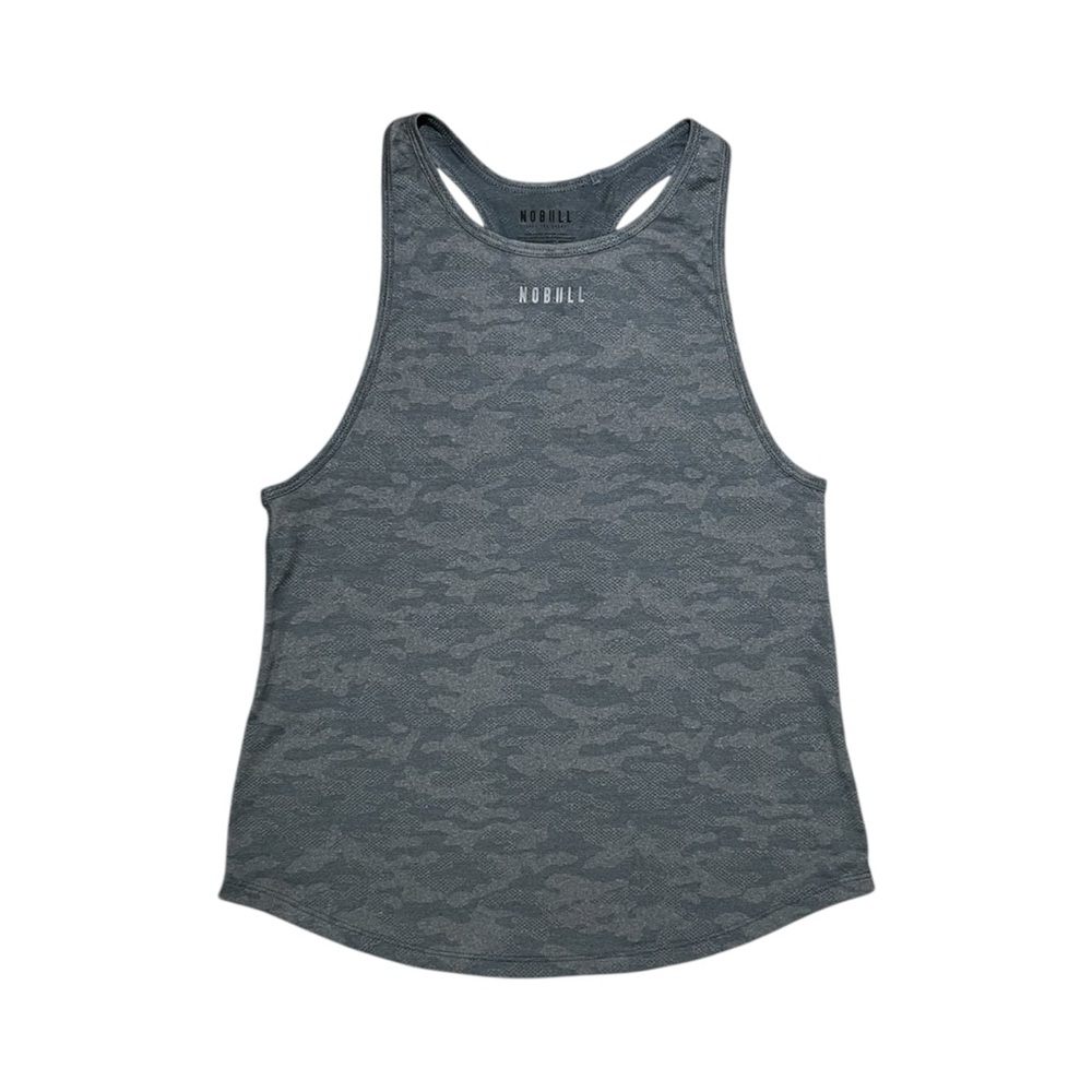 NOBULL Racerback Tank Top Grey Camo High Neck Workout Top Women’s Small